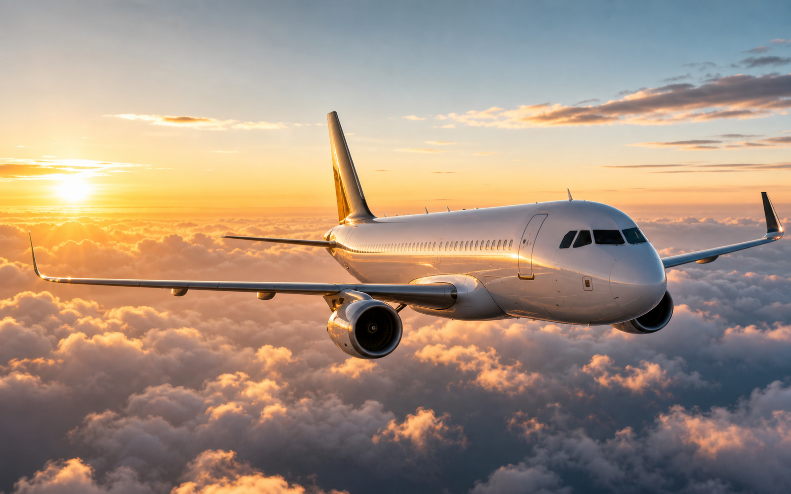 Airplane wing above clouds